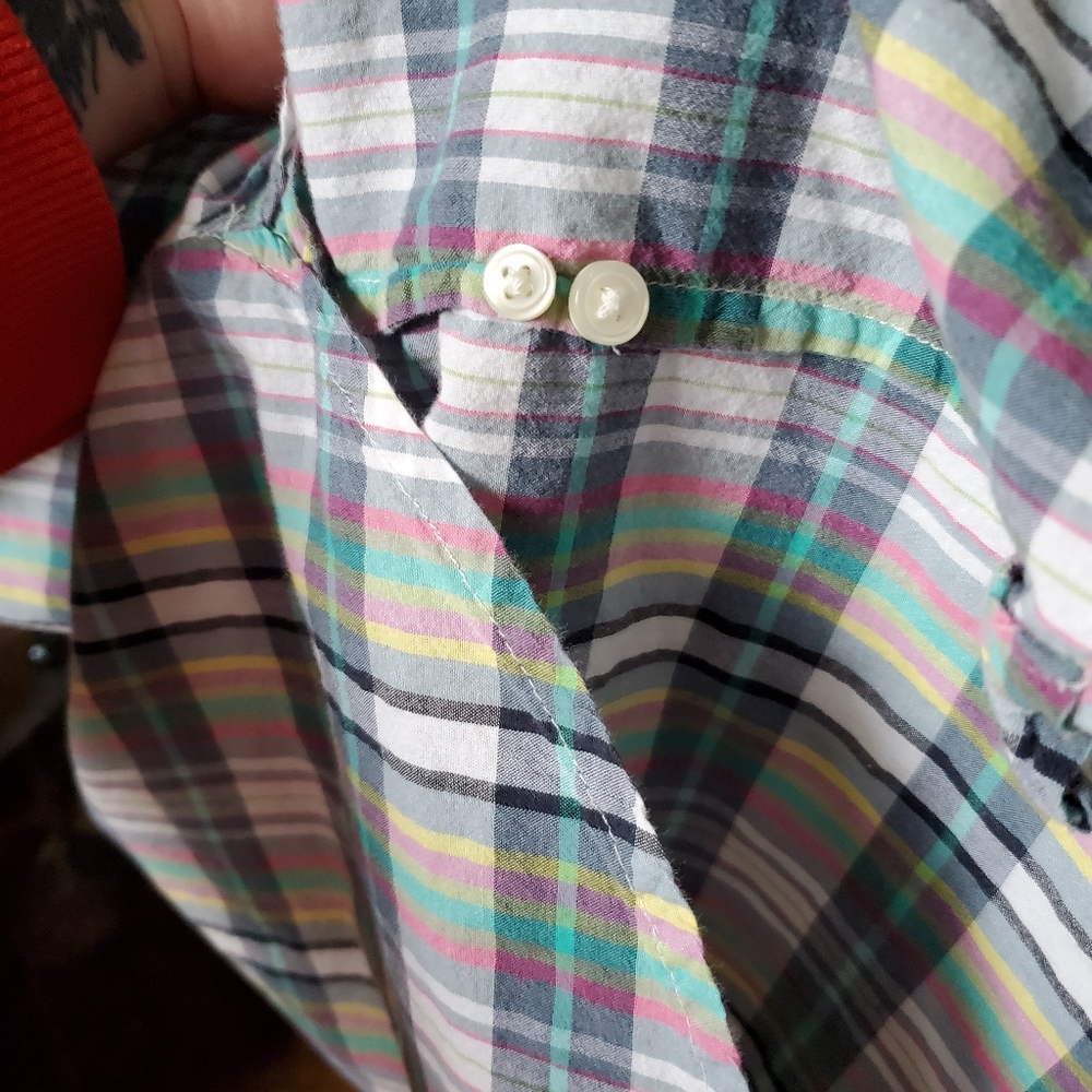J. Crew Half-Button Plaid Long Sleeve Blouse - Picture 5 of 8